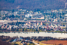 Vue aérienne de Güterbahnhofstr à Neckargemünd dans le département Bade-Wurtemberg, Allemagne