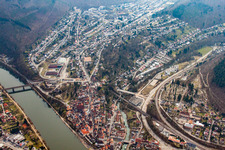 Vue aérienne de Vieille ville à Neckargemünd dans le département Bade-Wurtemberg, Allemagne