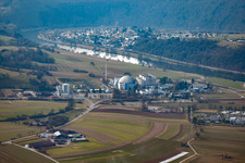 Vue aérienne de Centrale nucléaire Obrigheim - toujours sur le réseau à Obrigheim dans le département Bade-Wurtemberg, Allemagne