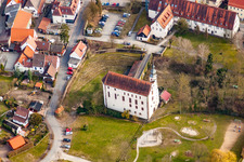 Vue aérienne de Chapelle Temple Maison Neckarelz à le quartier Neckarelz in Mosbach dans le département Bade-Wurtemberg, Allemagne