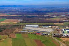 Vue aérienne de Minderlachen, zone industrielle Horst, Gazeley Logistic à le quartier Minderslachen in Kandel dans le département Rhénanie-Palatinat, Allemagne