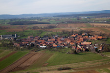 Vue oblique de Zœbersdorf dans le département Bas Rhin, France