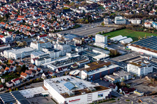 Vue aérienne de Parc industriel et implantation d'entreprises à Leonberg dans le département Bade-Wurtemberg, Allemagne