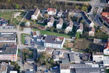 Vue aérienne de Langro Chemie, Porschestrasse 12 à le quartier Zuffenhausen in Stuttgart dans le département Bade-Wurtemberg, Allemagne