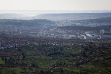 Vue aérienne de Du nord à le quartier Zuffenhausen in Stuttgart dans le département Bade-Wurtemberg, Allemagne