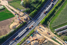 Vue aérienne de Construction d'un nouveau pont autoroutier à Kandel dans le département Rhénanie-Palatinat, Allemagne