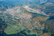 Dahn dans le département Rhénanie-Palatinat, Allemagne vue d'en haut