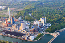 Vue aérienne de Chantier ENBW à le quartier Rheinhafen in Karlsruhe dans le département Bade-Wurtemberg, Allemagne