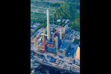 Chantier ENBW à le quartier Rheinhafen in Karlsruhe dans le département Bade-Wurtemberg, Allemagne d'en haut