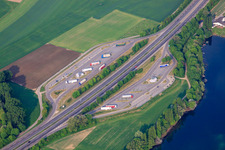 Vue aérienne de Parking d'autoroute à Speyer dans le département Rhénanie-Palatinat, Allemagne