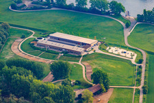 Vue aérienne de Restaurant et centre équestre Kollerinsel à Brühl dans le département Bade-Wurtemberg, Allemagne