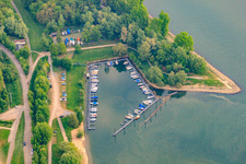 Vue aérienne de Quai à bateaux de la communauté de voile Waldsee eV à Otterstadt Althrein à Waldsee dans le département Rhénanie-Palatinat, Allemagne