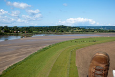 Vue aérienne de Bancs de sable à marée basse à l'embouchure de la rivière Severn près de Framilode à le quartier Upper Framilode in Newnham dans le département Angleterre, Vereinigtes Königreich