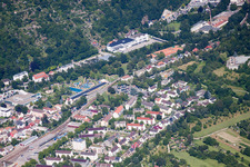 Vue oblique de Albgaubad à Ettlingen dans le département Bade-Wurtemberg, Allemagne