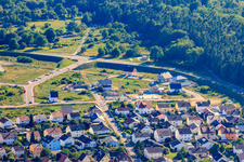 Vue oblique de Nouvelle zone de développement de Vogelring à Jockgrim dans le département Rhénanie-Palatinat, Allemagne