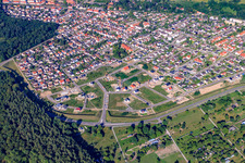 Vue oblique de Nouvelle zone de développement de Vogelring à Jockgrim dans le département Rhénanie-Palatinat, Allemagne