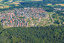 Vue aérienne de Nouvelle zone de développement Vogelring vue du nord à Jockgrim dans le département Rhénanie-Palatinat, Allemagne
