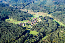 Vue d'oiseau de Quartier Lauterschwan in Erlenbach bei Dahn dans le département Rhénanie-Palatinat, Allemagne