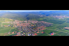 Vue oblique de Wachenheim à Wachenheim an der Weinstraße dans le département Rhénanie-Palatinat, Allemagne