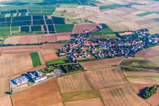 Vue aérienne de Champs agricoles et terres agricoles à le quartier Dreigemeindewald in Wendelsheim dans le département Rhénanie-Palatinat, Allemagne