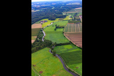 Vue aérienne de Embouchure de la Nette dans la Niers à le quartier Langdorf in Wachtendonk dans le département Rhénanie du Nord-Westphalie, Allemagne