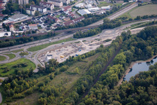 Vue aérienne de Centre Maximilien II à le quartier Maximiliansau in Wörth am Rhein dans le département Rhénanie-Palatinat, Allemagne