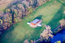 Ferme d'autruches de Mhou à Rülzheim dans le département Rhénanie-Palatinat, Allemagne vue d'en haut
