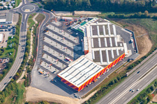Vue aérienne de Zone industrielle de Hornbach SO à Sinsheim dans le département Bade-Wurtemberg, Allemagne