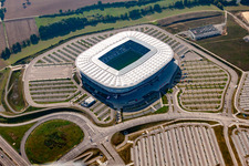 Vue aérienne de Rhein-Neckar-Arena à Sinsheim dans le département Bade-Wurtemberg, Allemagne