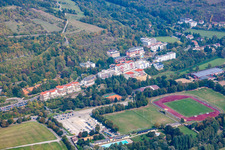Vue aérienne de Volksfestplatz et Akon Arena à Bad Mergentheim dans le département Bade-Wurtemberg, Allemagne