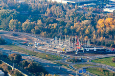 Vue aérienne de Chantier du nouveau complexe immobilier du centre commercial Maximilien-Centre dans le quartier Maximilien-Centre à le quartier Maximiliansau in Wörth am Rhein dans le département Rhénanie-Palatinat, Allemagne