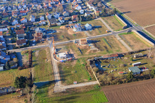 Vue aérienne de Nouvelle zone de développement Im Holderbusch vue de l'est à Minfeld dans le département Rhénanie-Palatinat, Allemagne