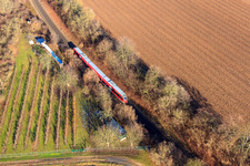 Vue aérienne de Train régional à Minfeld dans le département Rhénanie-Palatinat, Allemagne