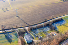 Sous-station sur la B38 à Dörrenbach dans le département Rhénanie-Palatinat, Allemagne vue d'en haut