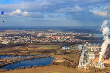 Vue aérienne de Rheinspan GmbH et Sollachsee à Germersheim dans le département Rhénanie-Palatinat, Allemagne