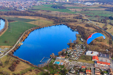 Vue aérienne de Camping Freyersee et ASV Philippsburg à Philippsburg dans le département Bade-Wurtemberg, Allemagne