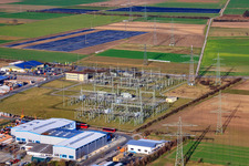 Vue aérienne de Sous-station TransnetBW Altlußheim à Altlußheim dans le département Bade-Wurtemberg, Allemagne