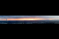 Vue aérienne de Panorama de la boucle du Rhin depuis le nord-est à Speyer dans le département Rhénanie-Palatinat, Allemagne