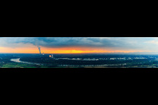 Photographie aérienne de Panorama de la boucle du Rhin depuis le nord-est à Speyer dans le département Rhénanie-Palatinat, Allemagne