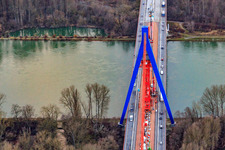 Vue aérienne de Chantier de construction d'un pont routier à Speyer dans le département Rhénanie-Palatinat, Allemagne