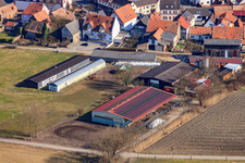 Vue aérienne de Bâtiments agricoles à Oberdorf à Rheinzabern dans le département Rhénanie-Palatinat, Allemagne