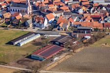 Vue aérienne de Bâtiments agricoles à Oberdorf à Rheinzabern dans le département Rhénanie-Palatinat, Allemagne