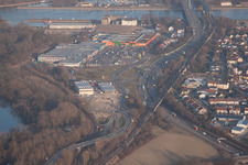 Vue oblique de Centre Maximilien II à le quartier Maximiliansau in Wörth am Rhein dans le département Rhénanie-Palatinat, Allemagne