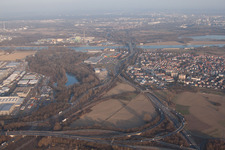 Centre Maximilien II à le quartier Maximiliansau in Wörth am Rhein dans le département Rhénanie-Palatinat, Allemagne d'en haut