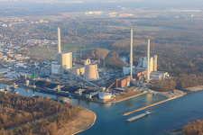 Photographie aérienne de Nouveau bâtiment ENBW à le quartier Rheinhafen in Karlsruhe dans le département Bade-Wurtemberg, Allemagne