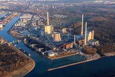 Nouveau bâtiment ENBW à le quartier Rheinhafen in Karlsruhe dans le département Bade-Wurtemberg, Allemagne hors des airs