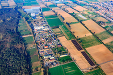 Vue aérienne de Zone commerciale Auf der BÜSCHE à le quartier Niederlustadt in Lustadt dans le département Rhénanie-Palatinat, Allemagne