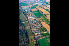 Vue oblique de Zone commerciale Auf der BÜSCHE à le quartier Niederlustadt in Lustadt dans le département Rhénanie-Palatinat, Allemagne