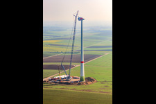 Photographie aérienne de Chantier de construction d'éoliennes à Gabsheim dans le département Rhénanie-Palatinat, Allemagne