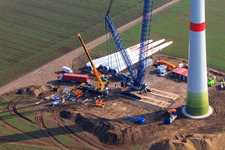 Vue oblique de Chantier de construction d'éoliennes à Gabsheim dans le département Rhénanie-Palatinat, Allemagne
